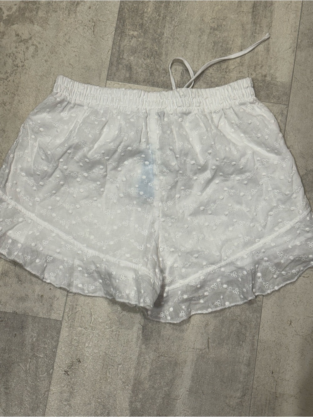 HYFVE White Eyelet Ruffle Waist Shorts - Picture 2 of 3